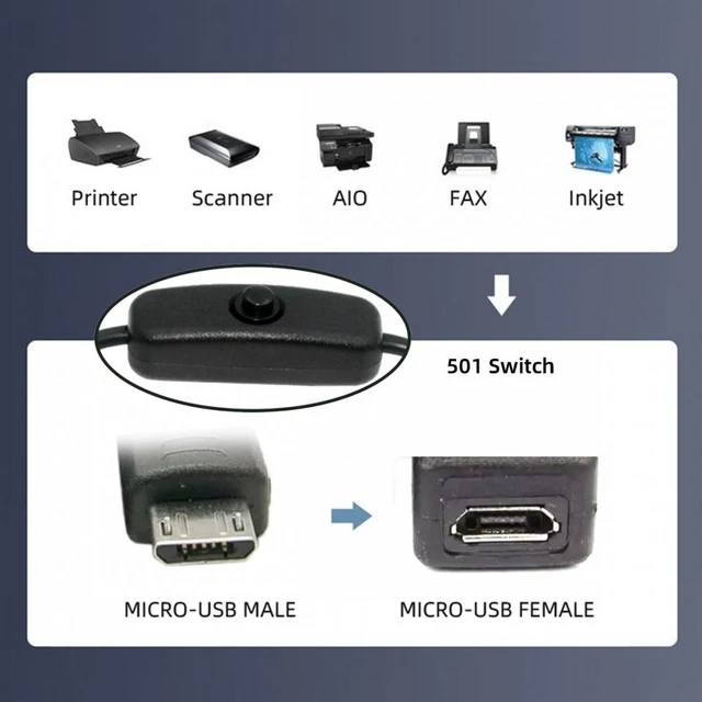 Alt view image 6 of 7 - WRIARICH Micro USB2.0 Cable with On Off Power Switch Button Micro 5Pin Male to Female for DC 5V Desk Lamp Fan Camera
