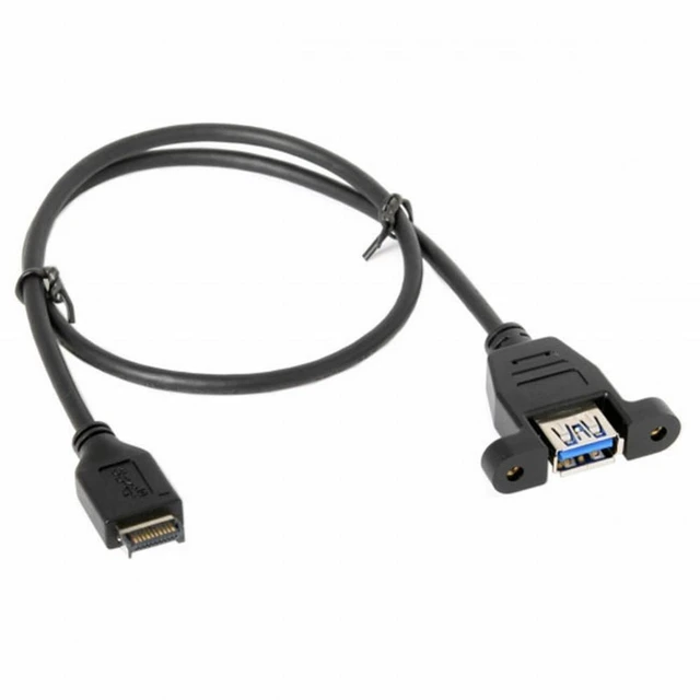 Alt view image 4 of 5 - WRIARICH USB 3.1 Front Panel Header to USB 3.0 Type-A Female Extension Cable 50cm Panel Mount Type