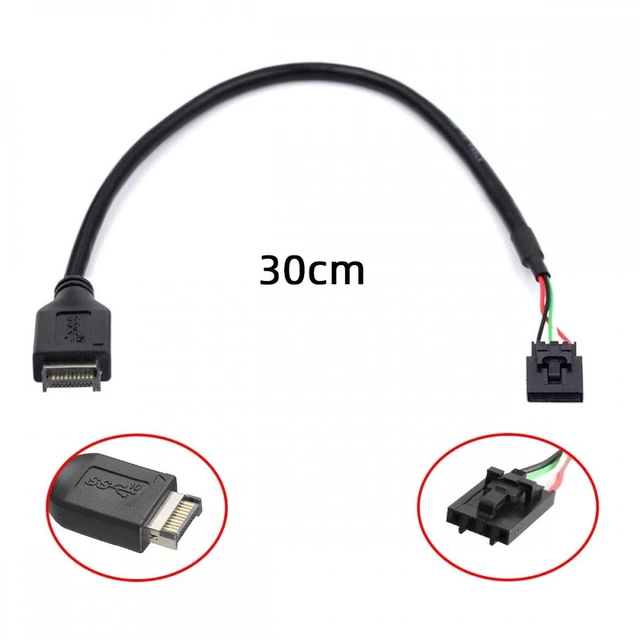 Alt view image 2 of 7 - WRIARICH USB 3.1 Front Panel Header Male Type-E Host to USB 2.0 Motherboard 4pin IDC Housing with Latch Device Cable 30cm