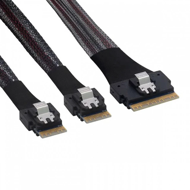 Main image of WRIARICH PCI-E Ultraport Slimline SAS Slim PCIE 4.0 SFF-8654 8i 74pin to Dual SFF-8654 4i 38Pin Cable 50cm PCI-Express