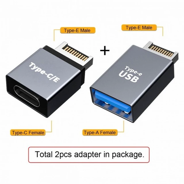Alt view image 2 of 7 - WRIARICH 2pcs USB 3.1 Front Panel Header Male Type-E to Type-A Type-C USB-C Motherboard Extension Data Adapter