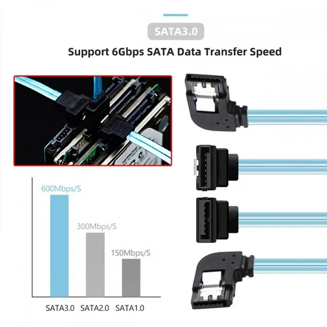 Alt view image 7 of 7 - WRIARICH 4pcs/lot 90 Degree Angled Type Internal 4-SATA Host to 4SATA 7pin Target Disk 6Gbps Data Server Cable 25cm