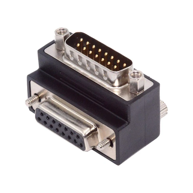 Alt view image 2 of 7 - WRIARICH Cable DSUB RS232 D-subminiature 15pin Male Nut to Female Screw Extension Adapter DB Connector Down 90 Degree Angled
