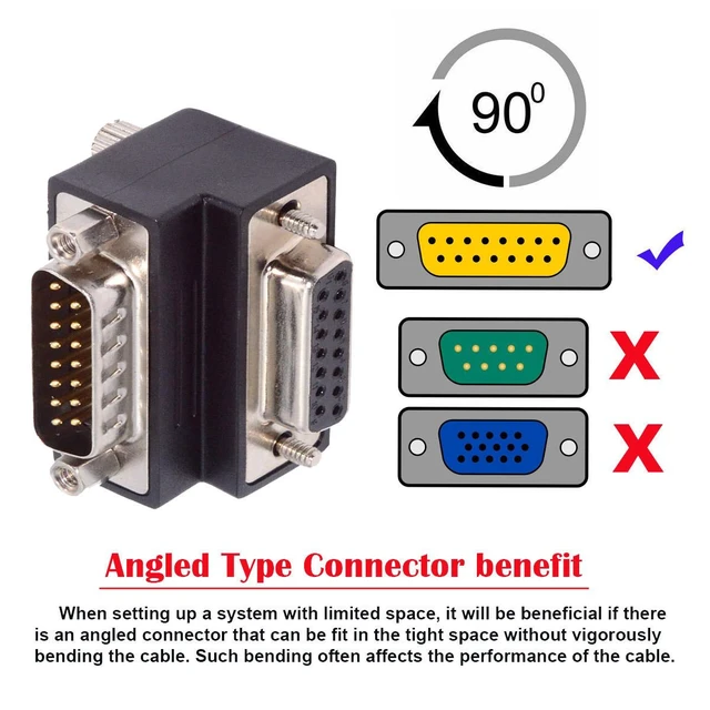 Alt view image 4 of 7 - WRIARICH Cable DSUB RS232 D-subminiature 15pin Male Nut to Female Screw Extension Adapter DB Connector Down 90 Degree Angled