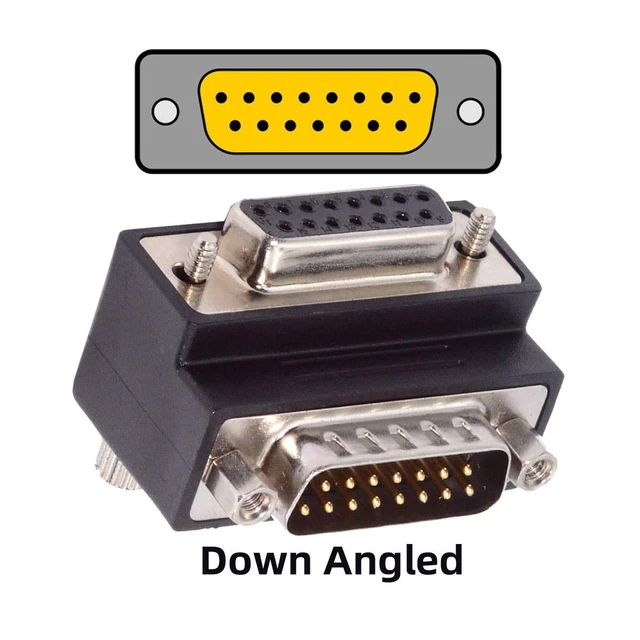 Alt view image 3 of 7 - WRIARICH Cable DSUB RS232 D-subminiature 15pin Male Nut to Female Screw Extension Adapter DB Connector Down 90 Degree Angled