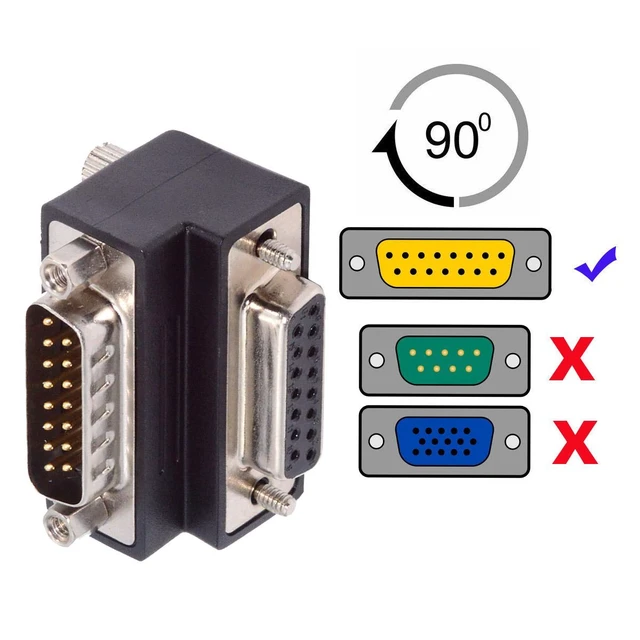 Alt view image 5 of 7 - WRIARICH Cable DSUB RS232 D-subminiature 15pin Male Nut to Female Screw Extension Adapter DB Connector Down 90 Degree Angled