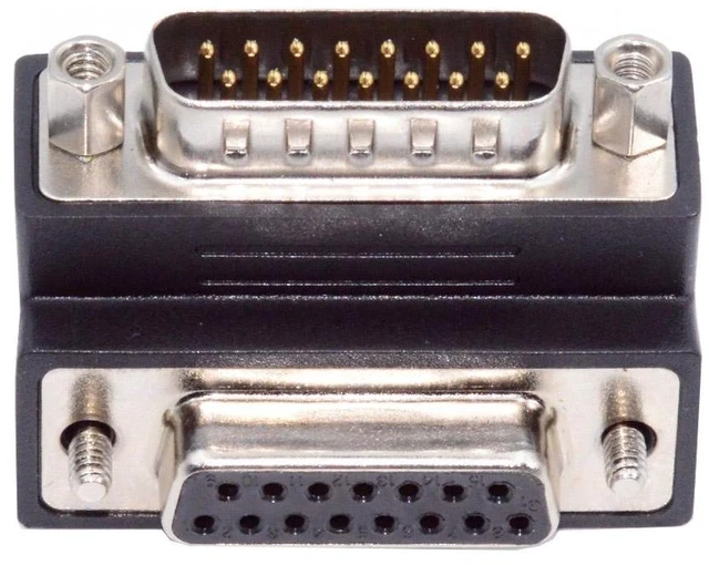 Main image of WRIARICH Cable DSUB RS232 D-subminiature 15pin Male Nut to Female Screw Extension Adapter DB Connector Down 90 Degree Angled