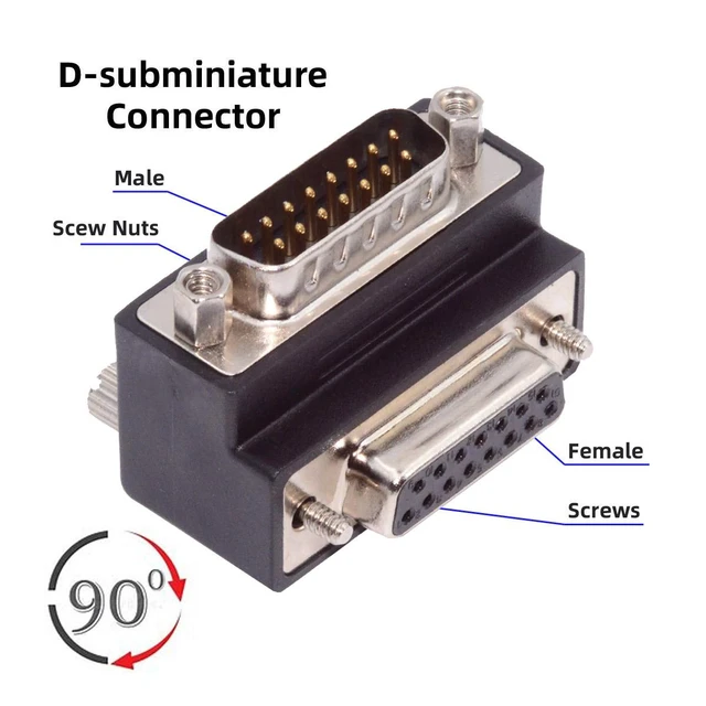 Alt view image 6 of 7 - WRIARICH Cable DSUB RS232 D-subminiature 15pin Male Nut to Female Screw Extension Adapter DB Connector Down 90 Degree Angled