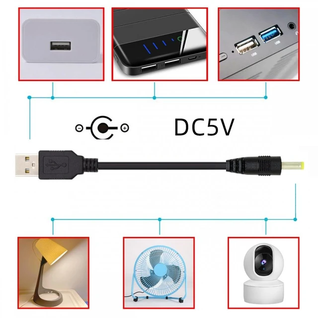 Alt view image 7 of 7 - WRIARICH USB2.0 Type-A Male to DC 5V Power DC 2.50mm 2.35mm 0.7mm Power Plug Charge Cable