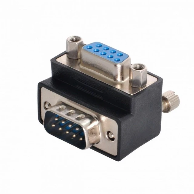 Alt view image 2 of 7 - WRIARICH Cable Down Angled 90 Degree RS232 D-Sub 9Pin Male Screw Type to Female Nut Type Extension Adapter