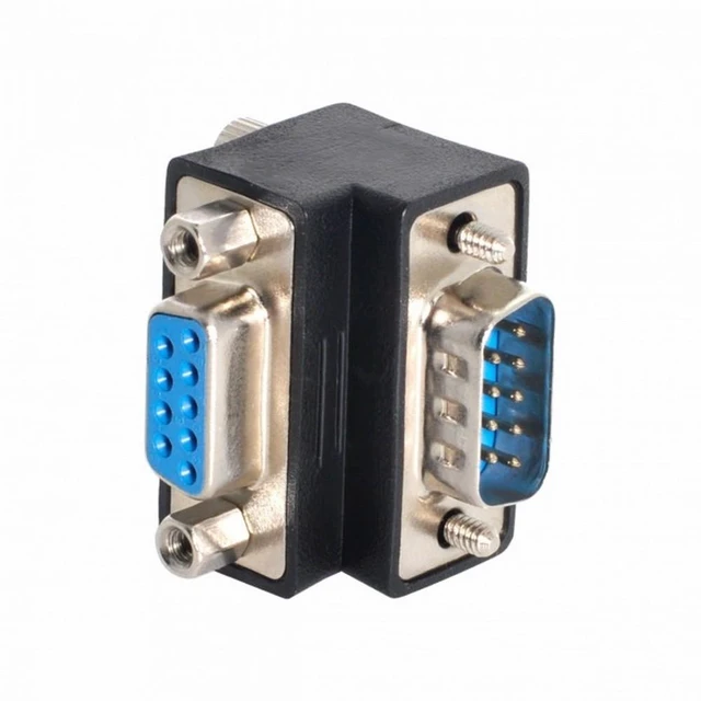 Alt view image 3 of 7 - WRIARICH Cable Down Angled 90 Degree RS232 D-Sub 9Pin Male Screw Type to Female Nut Type Extension Adapter
