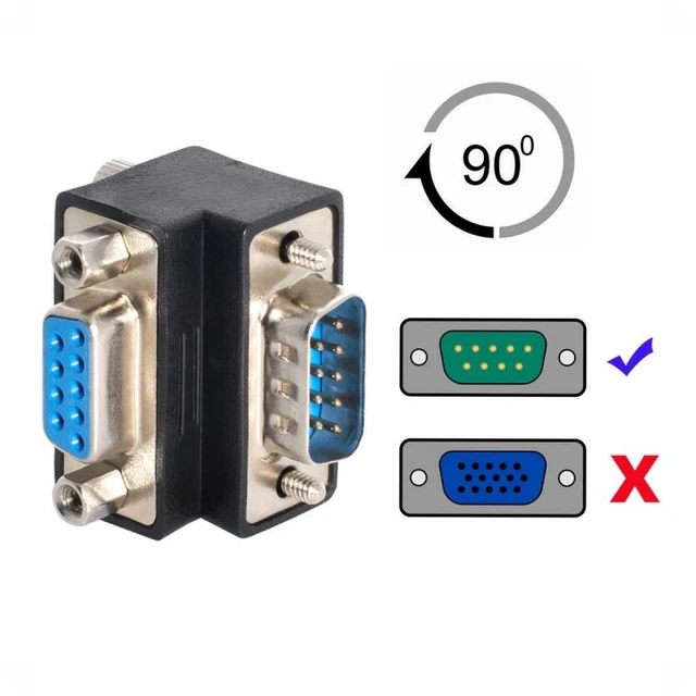 Alt view image 7 of 7 - WRIARICH Cable Down Angled 90 Degree RS232 D-Sub 9Pin Male Screw Type to Female Nut Type Extension Adapter