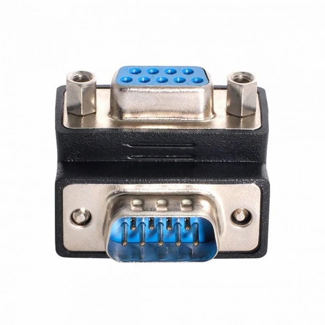 Main image of WRIARICH Cable Down Angled 90 Degree RS232 D-Sub 9Pin Male Screw Type to Female Nut Type Extension Adapter