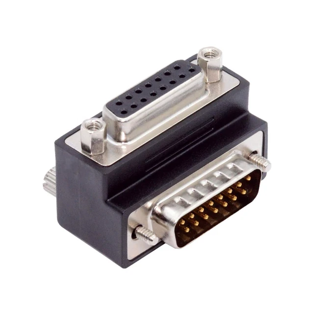 Alt view image 2 of 6 - WRIARICH Cable Up 90 Degree Angled DSUB D-subminiature 15pin Male to Female Extension Adapter DB Connector
