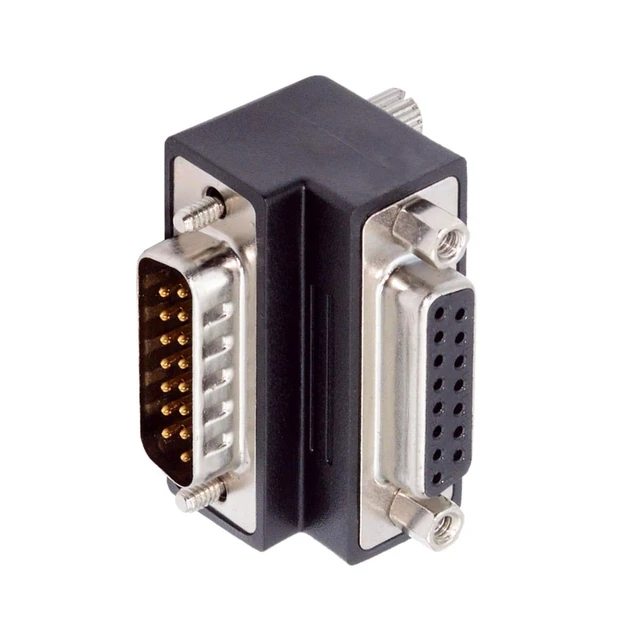 Alt view image 3 of 6 - WRIARICH Cable Up 90 Degree Angled DSUB D-subminiature 15pin Male to Female Extension Adapter DB Connector