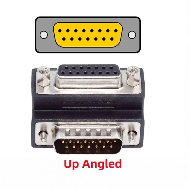 Alt view image 4 of 6 - WRIARICH Cable Up 90 Degree Angled DSUB D-subminiature 15pin Male to Female Extension Adapter DB Connector