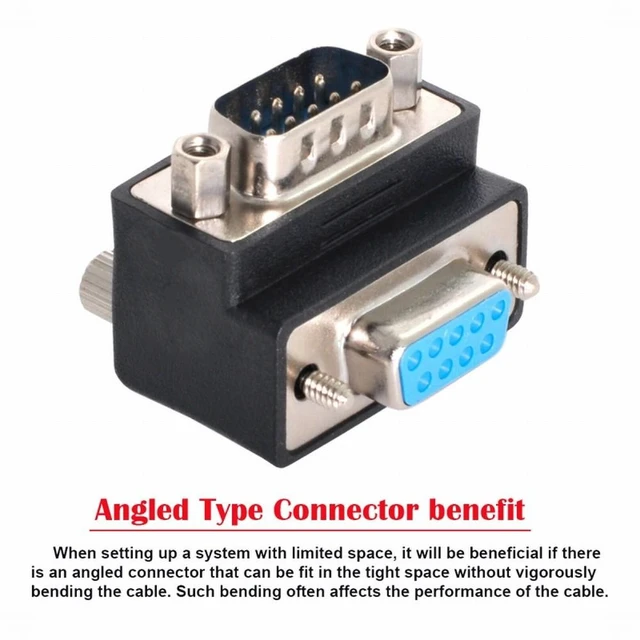 Alt view image 4 of 7 - WRIARICH Cable D-Sub RS232 9Pin DB9P Male to Female Up Angled 90 Degree Extension Adapter