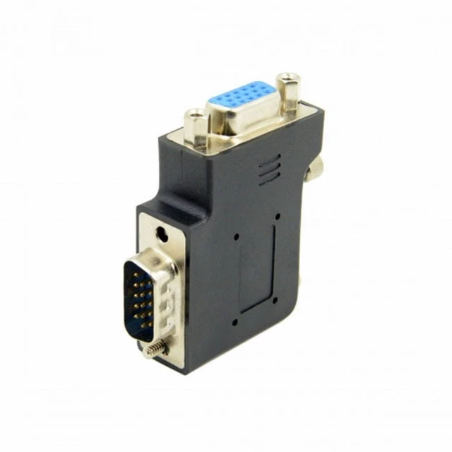 Alt view image 5 of 7 - WRIARICH Cable Left Angled 90 Degree VGA RGB HDB15Pin Screw Type Male to Female Nut Type Extension Adapter for Monitor Displays