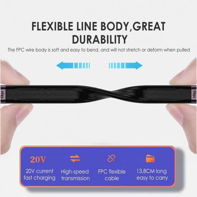 Alt view image 5 of 7 - WRIARICH 10Gbps USB 3.1 Type A Male to USB3.0 Type A Male Extension Flat Slim FPC Data Cable 13cm for Laptop Desktop