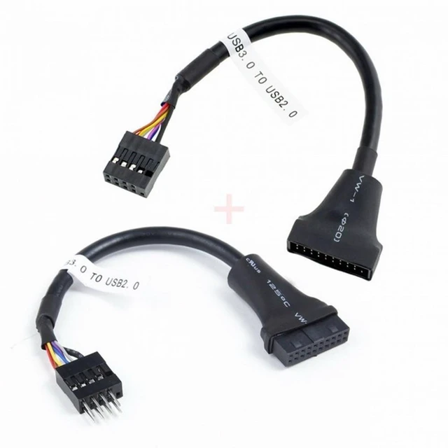 Main image of WRIARICH 2pcs USB 2.0 9Pin to USB 3.0 20pin Housing Header Female Cable Reversible for Motherboard