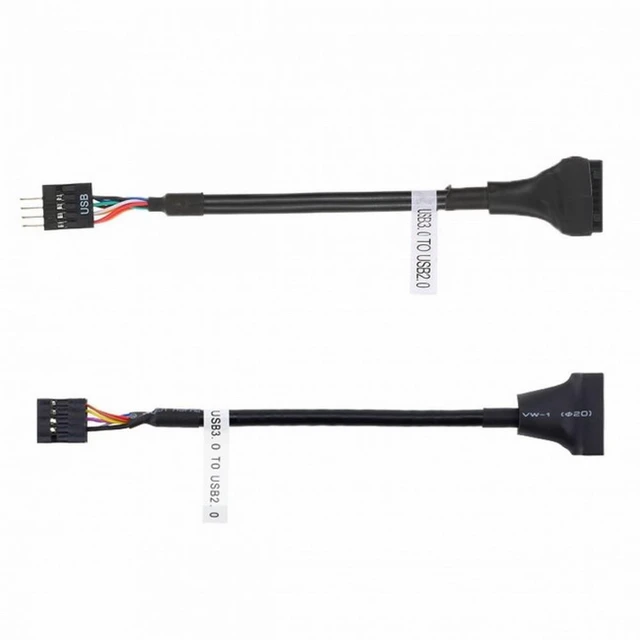 Alt view image 2 of 7 - WRIARICH 2pcs USB 2.0 9Pin to USB 3.0 20pin Housing Header Female Cable Reversible for Motherboard