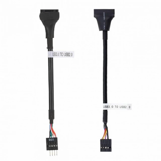 Alt view image 3 of 7 - WRIARICH 2pcs USB 2.0 9Pin to USB 3.0 20pin Housing Header Female Cable Reversible for Motherboard