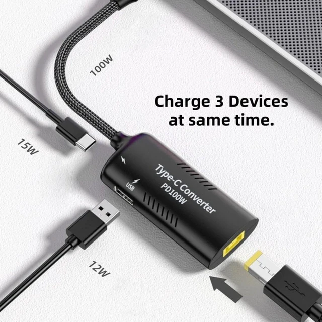 Alt view image 5 of 7 - WRIARICH Rectangle Power Thinpad X1 Input to 100W Dual Type-C USB-C and Type-A Output PD Emulator Trigger Charge Cable