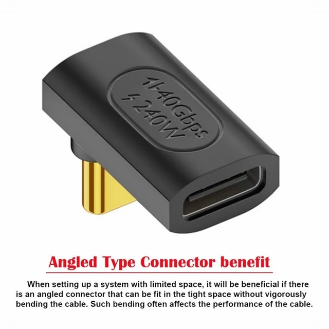 Alt view image 3 of 7 - WRIARICH USB4 Type-C Male to Female Extension 240W Power 40Gbps Data 8K Video Adapter Up Down Angled for NS Phone Laptop