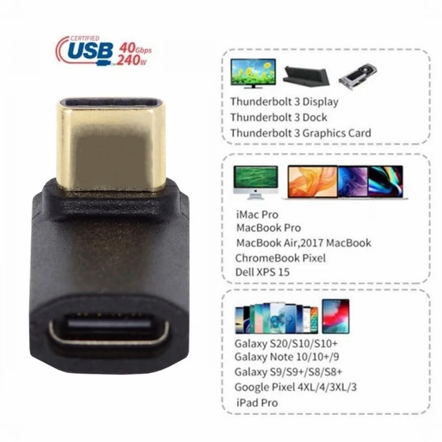 Alt view image 6 of 7 - WRIARICH USB4 Type-C Male to Female Extension 240W Power 40Gbps Data 8K Video Adapter Up Down Angled for NS Phone Laptop