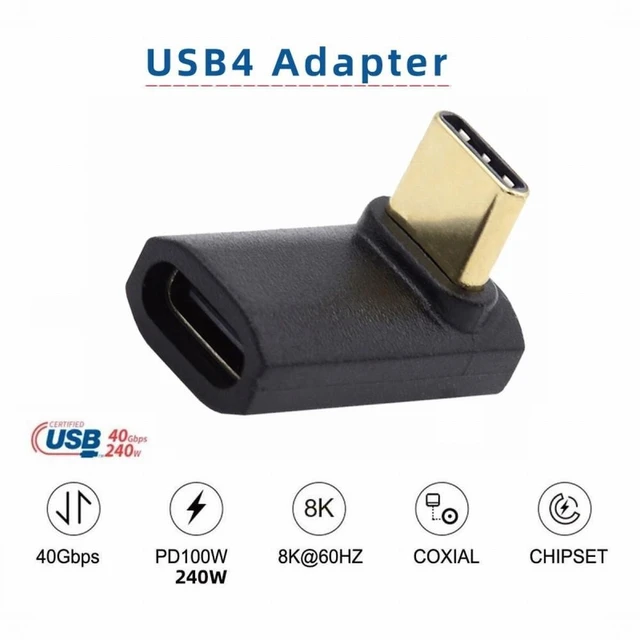 Alt view image 7 of 7 - WRIARICH USB4 Type-C Male to Female Extension 240W Power 40Gbps Data 8K Video Adapter Up Down Angled for NS Phone Laptop