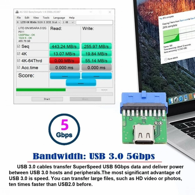 Alt view image 4 of 7 - WRIARICH Single Port USB 3.1 Type-C USB-C Female to USB 3.0 Motherboard 19pin 20pin Header Adapter PCBA 5Gbps