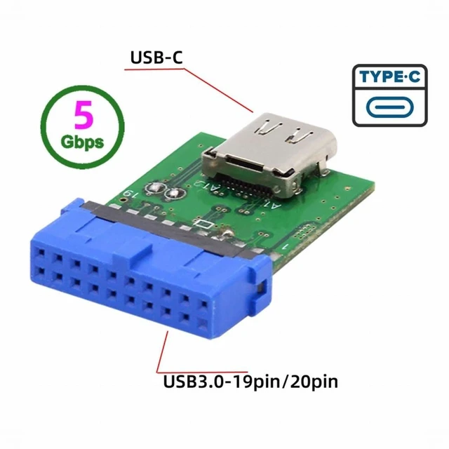 Alt view image 5 of 7 - WRIARICH Single Port USB 3.1 Type-C USB-C Female to USB 3.0 Motherboard 19pin 20pin Header Adapter PCBA 5Gbps