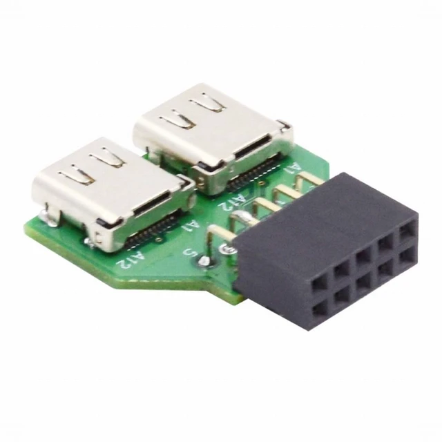 Alt view image 2 of 7 - WRIARICH Dual Ports USB 3.1 Type-C USB-C Female to USB 2.0 Motherboard 9pin 10pin Header Adapter PCBA 480Mbps