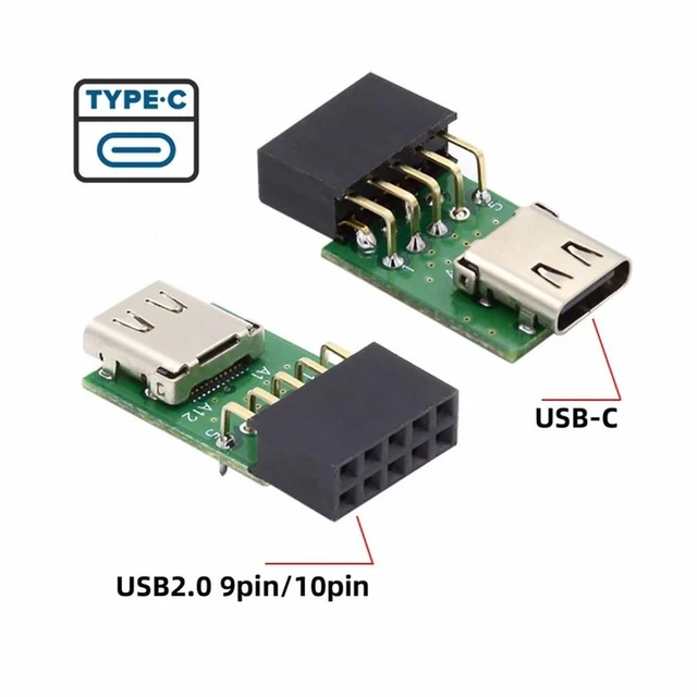 Alt view image 4 of 7 - WRIARICH Single Port USB 3.1 Type-C USB-C Female to USB 2.0 Motherboard 9pin 10pin Header Adapter PCBA 480Mbps