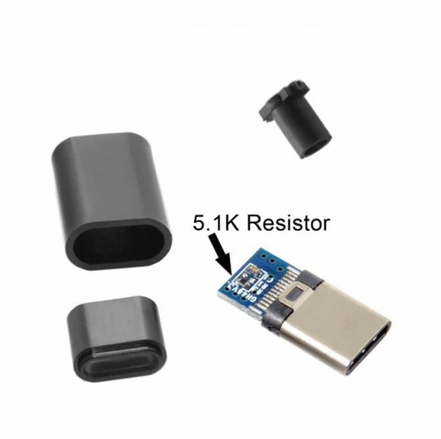 Alt view image 2 of 6 - WRIARICH 5pcs/lot DIY 24pin USB Type-C USB-C Male OTG Host Type 5.1k Resistor with Black Housing Cover