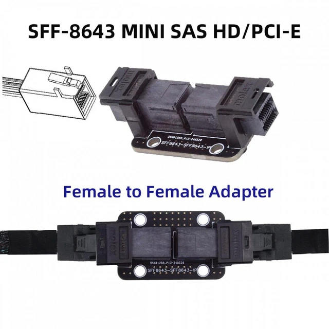 Alt view image 6 of 7 - Vszerda PCI-Express 4.0 Mini SAS HD SFF-8643 Female to SFF-8643 Female PCBA Coupler Adapter Extender