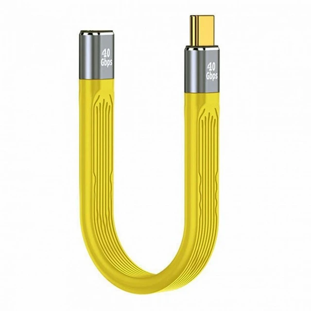 Main image of WRIARICH Yellow USB4 Extension Cable Slim Flat Male to Female 40Gbps with 100W Charging and 8K@60Hz Compatible with Thunderbolt3/4