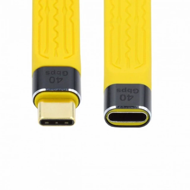 Alt view image 2 of 7 - WRIARICH Yellow USB4 Extension Cable Slim Flat Male to Female 40Gbps with 100W Charging and 8K@60Hz Compatible with Thunderbolt3/4