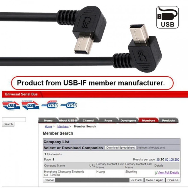 Alt view image 6 of 7 - WRIARICH 2pcs/lot Left & Right Angled Mini USB B Type 5pin Male 90 Degree to USB 2.0 Male Power Data Cable 50cm