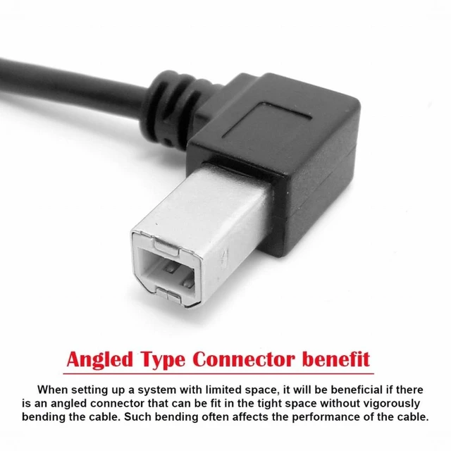 Alt view image 4 of 7 - WRIARICH USB 2.0 B Type Male to Female Extension Cable Right Angled 90 Degree (20cm) for Printer Scanner Disk