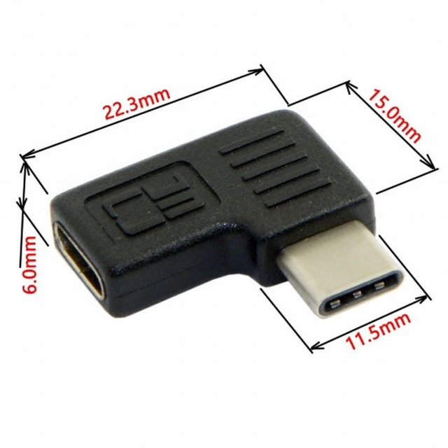 Alt view image 6 of 7 - WRIARICH 90 Degree Right Left Angled USB 3.1 Type-C Male to Female Extension Adapter for Laptop Tablet Cell Phone