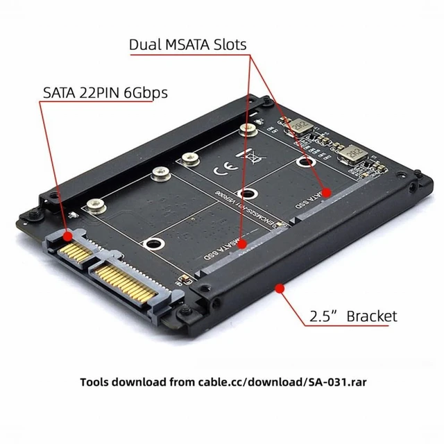 Alt view image 5 of 7 - WRIARICH Dual MSATA Mini-SATA SSD Card JBOD Raid0 Span Bridge to 2.5inch SATA Combo HDD Disk Drive Enclosure