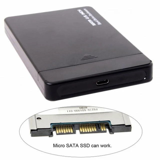 Alt view image 4 of 6 - WRIARICH USB 3.1 Type-C USB-C to 1.8 inch Micro SATA 16pin 7+9 SSD to External Hard disk Enclosure