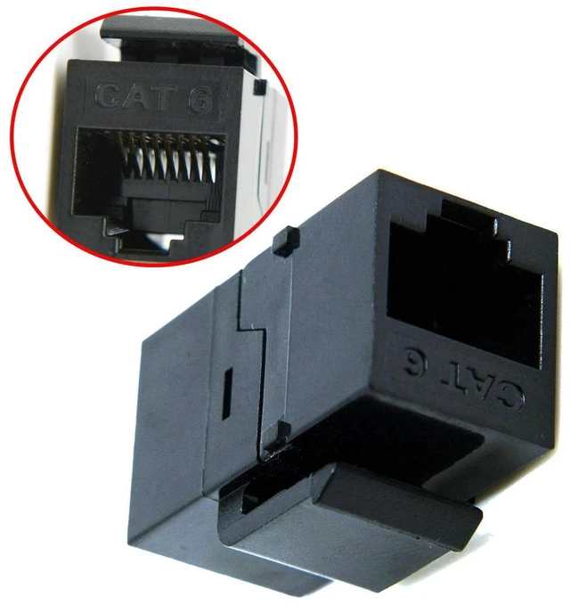 Main image of Vszerda UTP CAT6 Keystone Coupler RJ45 Female to Female UTP CAT6 Keystone inline Coupler Black