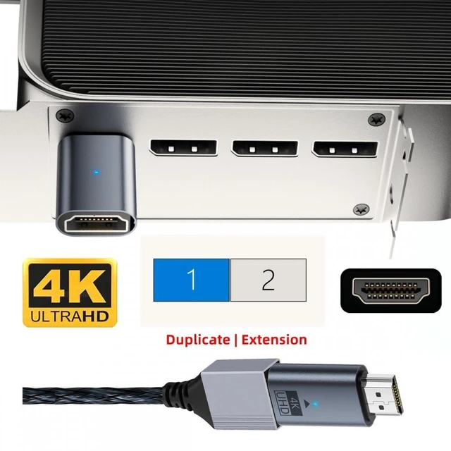 Alt view image 4 of 7 - WRIARICH Blue CY Virtual Display Adapter 4K HDMI 1.4 Male to Female Extension DDC EDID Dummy Plug Headless Ghost Display Emulator HDTV 4K@60Hz