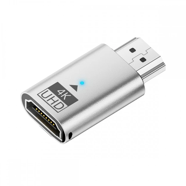 Main image of WRIARICH Silver CY Virtual Display Adapter 4K HDMI 1.4 Male to Female Extension DDC EDID Dummy Plug Headless Ghost Display Emulator HDTV 4K@60Hz