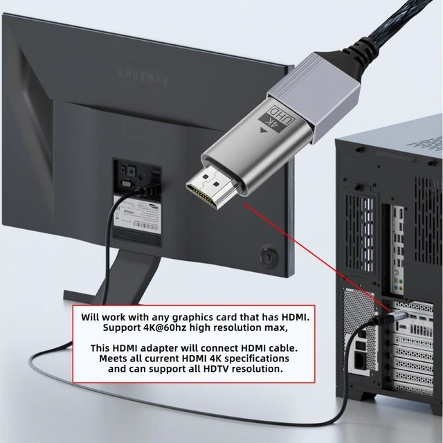 Alt view image 3 of 7 - WRIARICH Silver CY Virtual Display Adapter 4K HDMI 1.4 Male to Female Extension DDC EDID Dummy Plug Headless Ghost Display Emulator HDTV 4K@60Hz