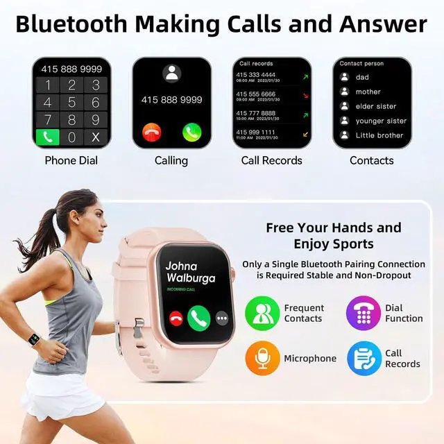 Alt view image 3 of 7 - Smart Watch (Answer/Make Call) 1.85inch Fitness Tracker, DIY Dials/Pedometer/Calories/Multiple Sport Modes/Voice Assistant, Smart Watches for Men Women Android iOS Phones