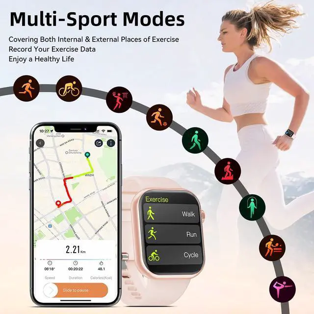 Alt view image 5 of 7 - Smart Watch (Answer/Make Call) 1.85inch Fitness Tracker, DIY Dials/Pedometer/Calories/Multiple Sport Modes/Voice Assistant, Smart Watches for Men Women Android iOS Phones
