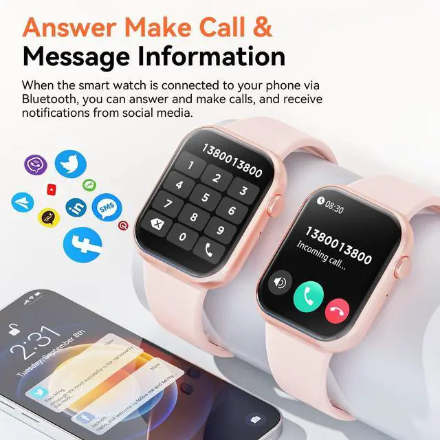 Alt view image 4 of 7 - Smart Watch (Answer/Make Call) 1.85inch Fitness Tracker, DIY Dials/Pedometer/Calories/Multiple Sport Modes/Voice Assistant, Smart Watches for Men Women Android iOS Phones